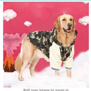 NWT Dog Army Fatigue Letterman Style Fleece Feel Winter Coat Hooded
